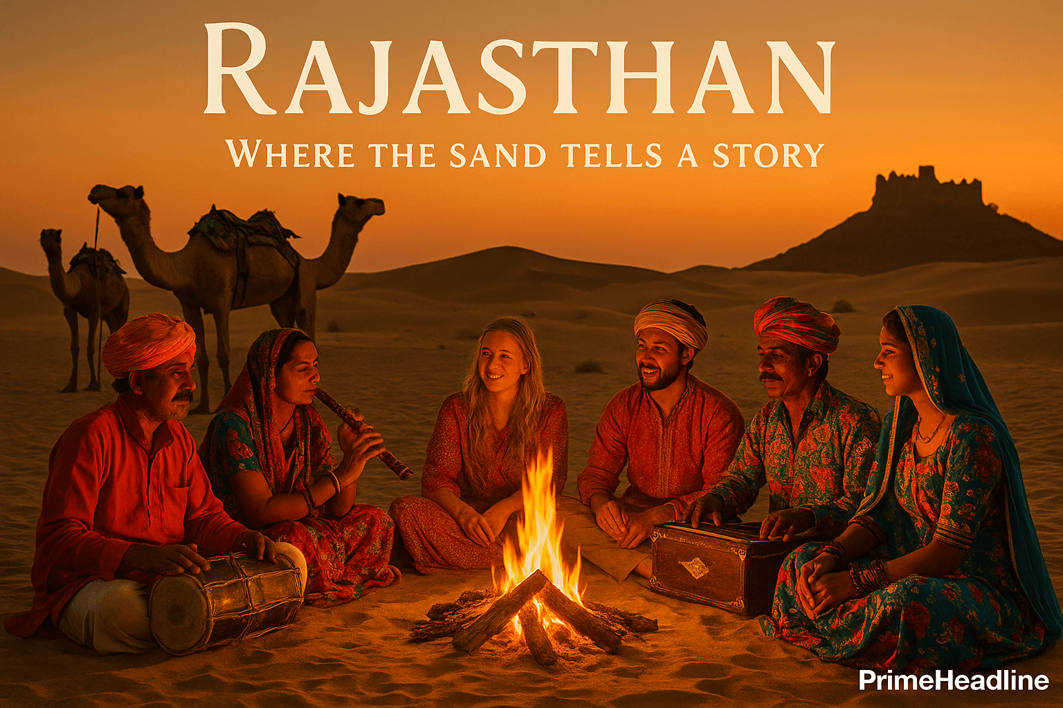 Rajasthan cultural night desert experience with folk music and fire