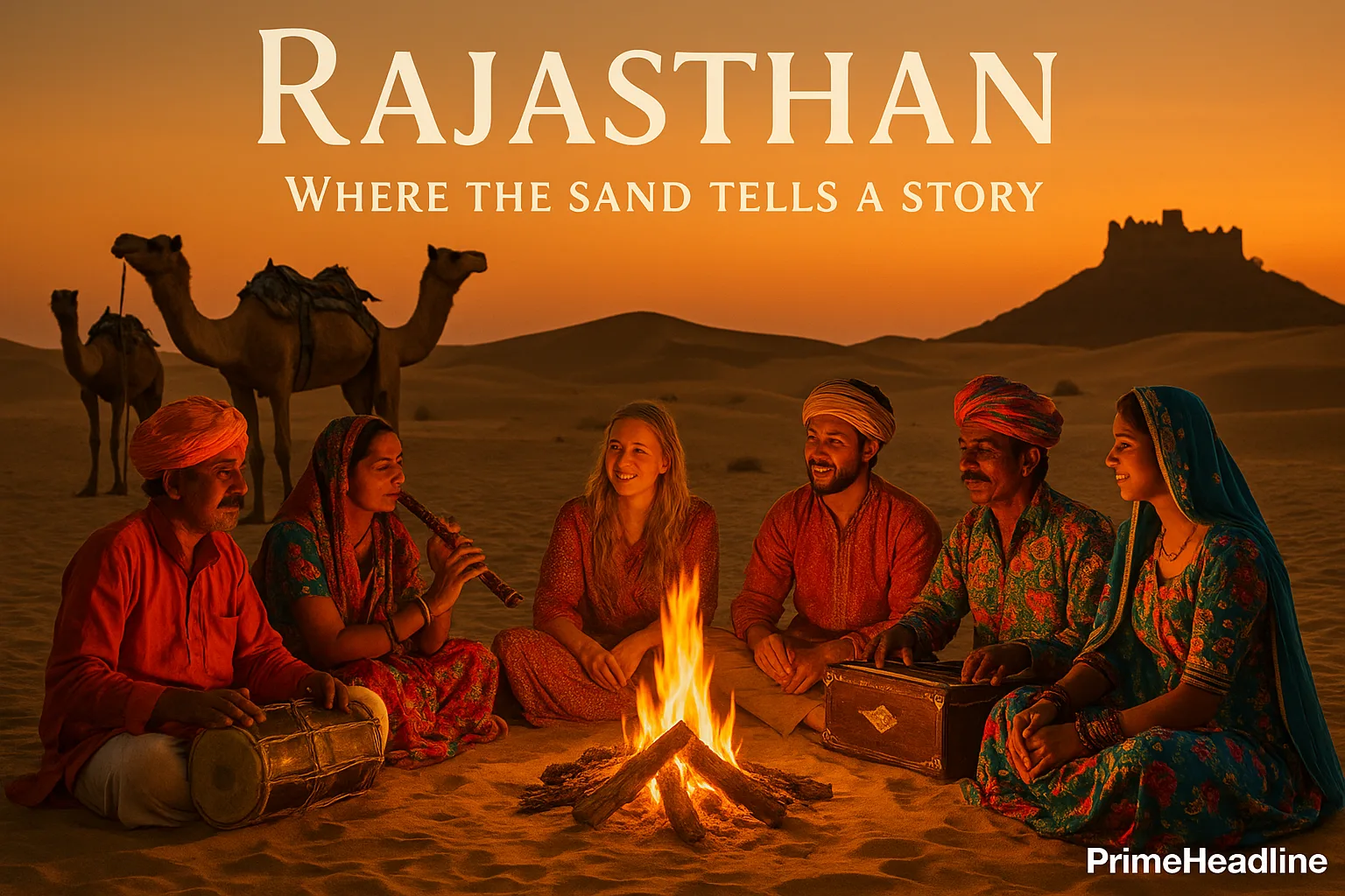 Rajasthan cultural night desert experience with folk music and fire