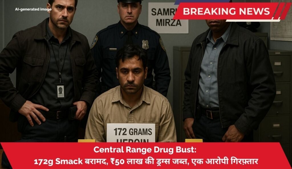 Central Range Drug Bust: 172g Smack बरामद, ₹50 लाख की ड्रग्स जब्त, एक आरोपी गिरफ़्तार