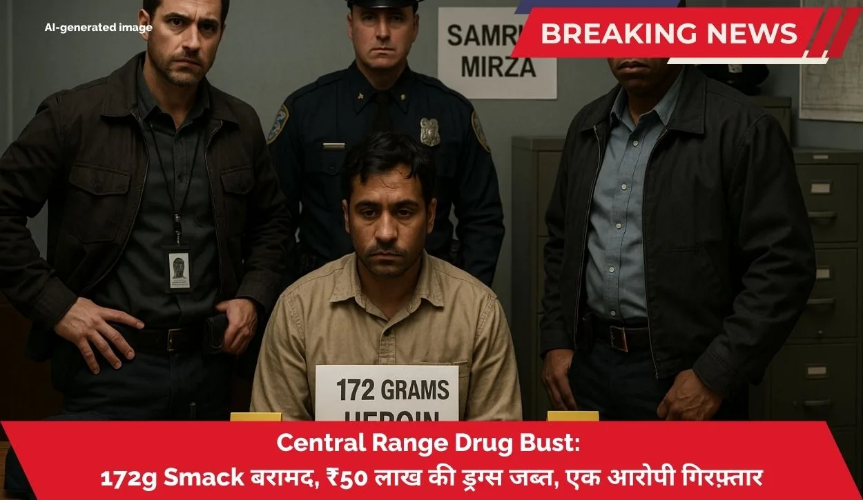 Central Range Drug Bust 172g Smack बरामद ₹50 लाख की ड्रग्स जब्त एक आरोपी गिरफ़्तार