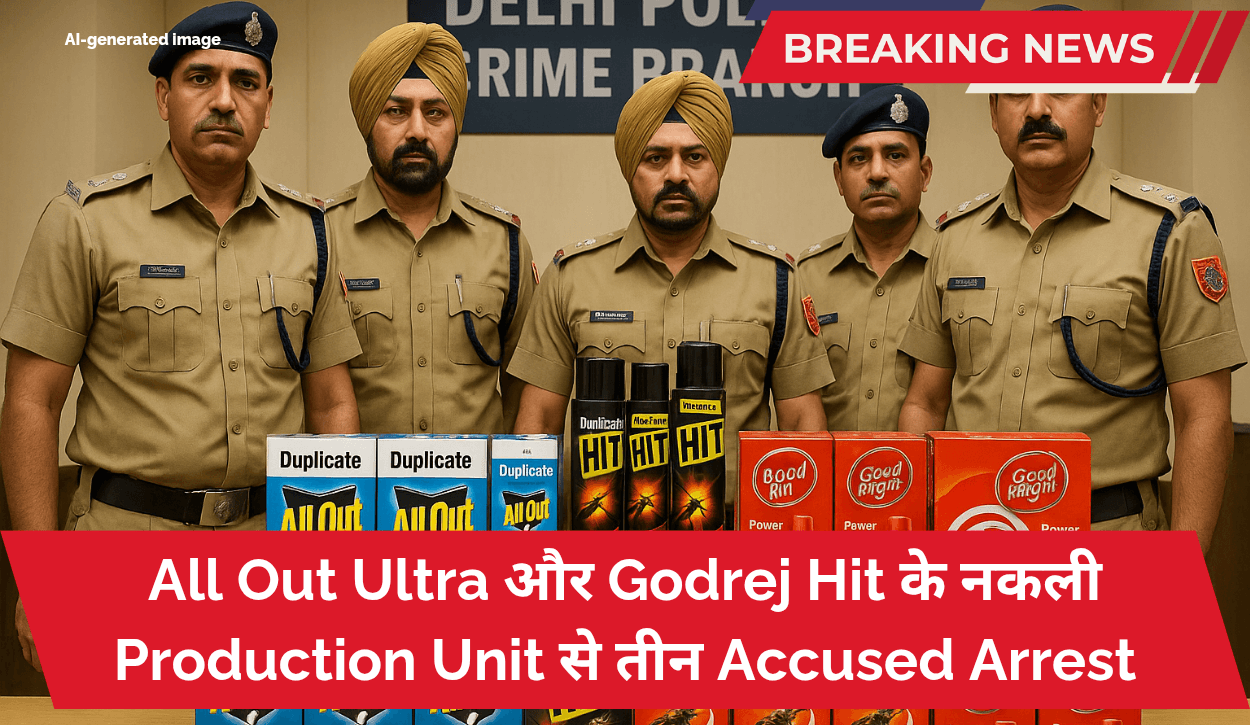 Duplicate Manufacturing: All Out Ultra और Godrej Hit के नकली Production Unit से तीन Accused Arrest