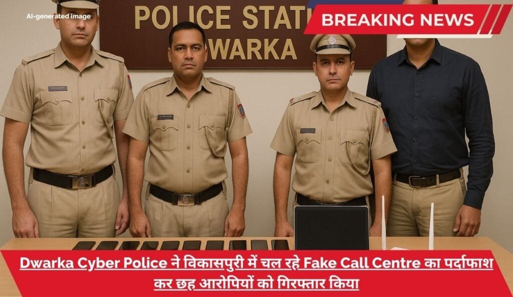 Dwarka Cyber Police ने विकासपुरी में चल रहे Fake Call Centre का पर्दाफाश कर छह आरोपियों को गिरफ्तार किया