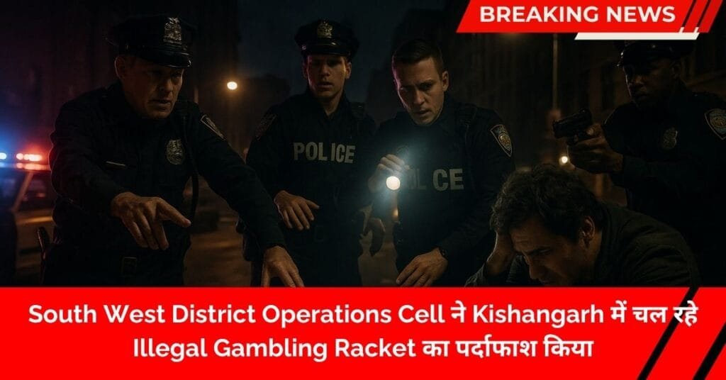 Kishangarh में Illegal Gambling Racket का भंडाफोड़: 6 जुआरी गिरफ्तार, ₹66,000 जुआ पैसा और 104 ताश की ताशियाँ बरामद