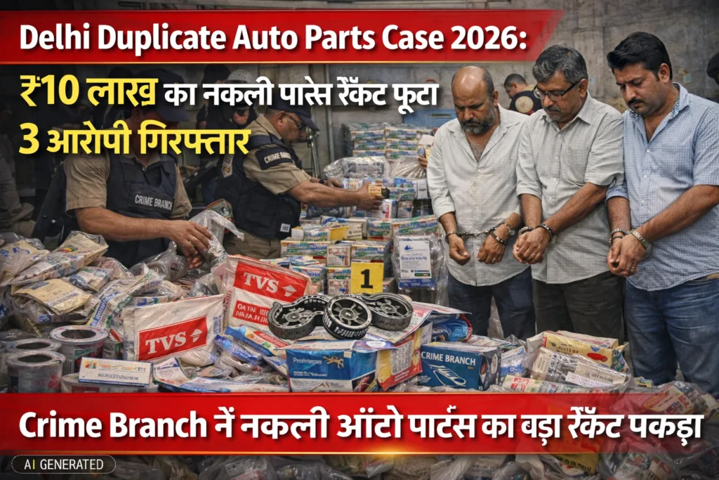 Delhi Duplicate Auto Parts Case 2026: ₹10 लाख का नकली पार्ट्स रैकेट फूटा, 3 आरोपी गिरफ्तार