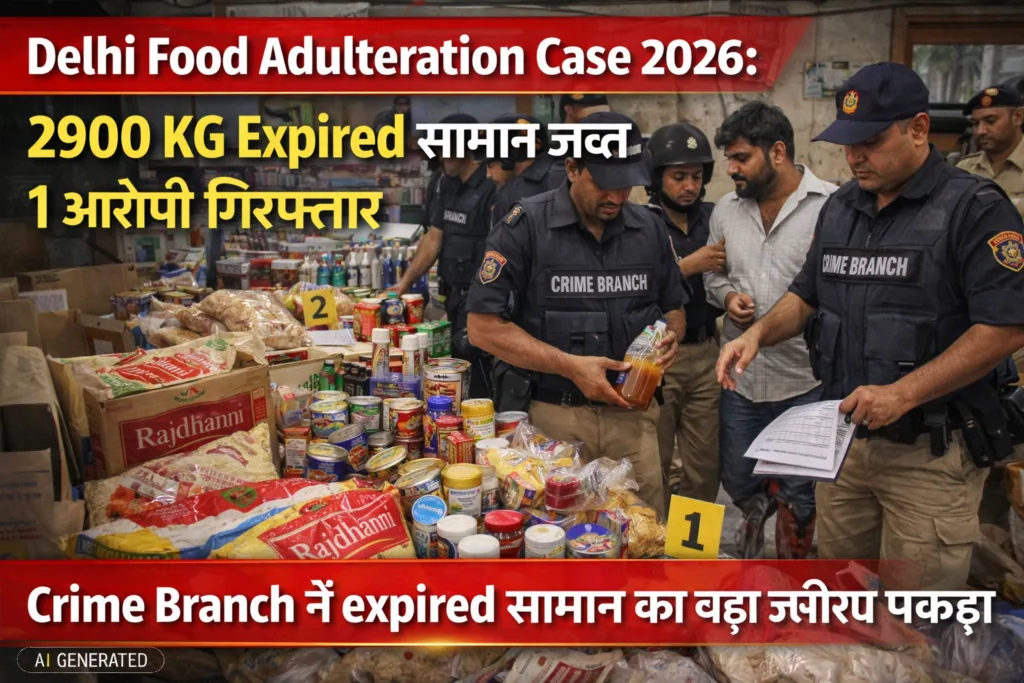 Delhi Food Adulteration Case 2026: 2900 KG Expired सामान जब्त, 1 आरोपी गिरफ्तार