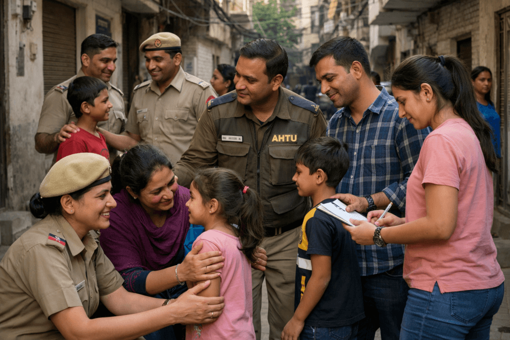 Delhi Police AHTU Missing Persons Recovery बच्चों की सुरक्षित वापसी