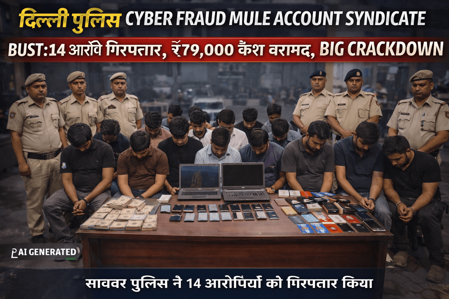 Delhi Police Cyber Fraud Mule Account Syndicate Bust arrest scene