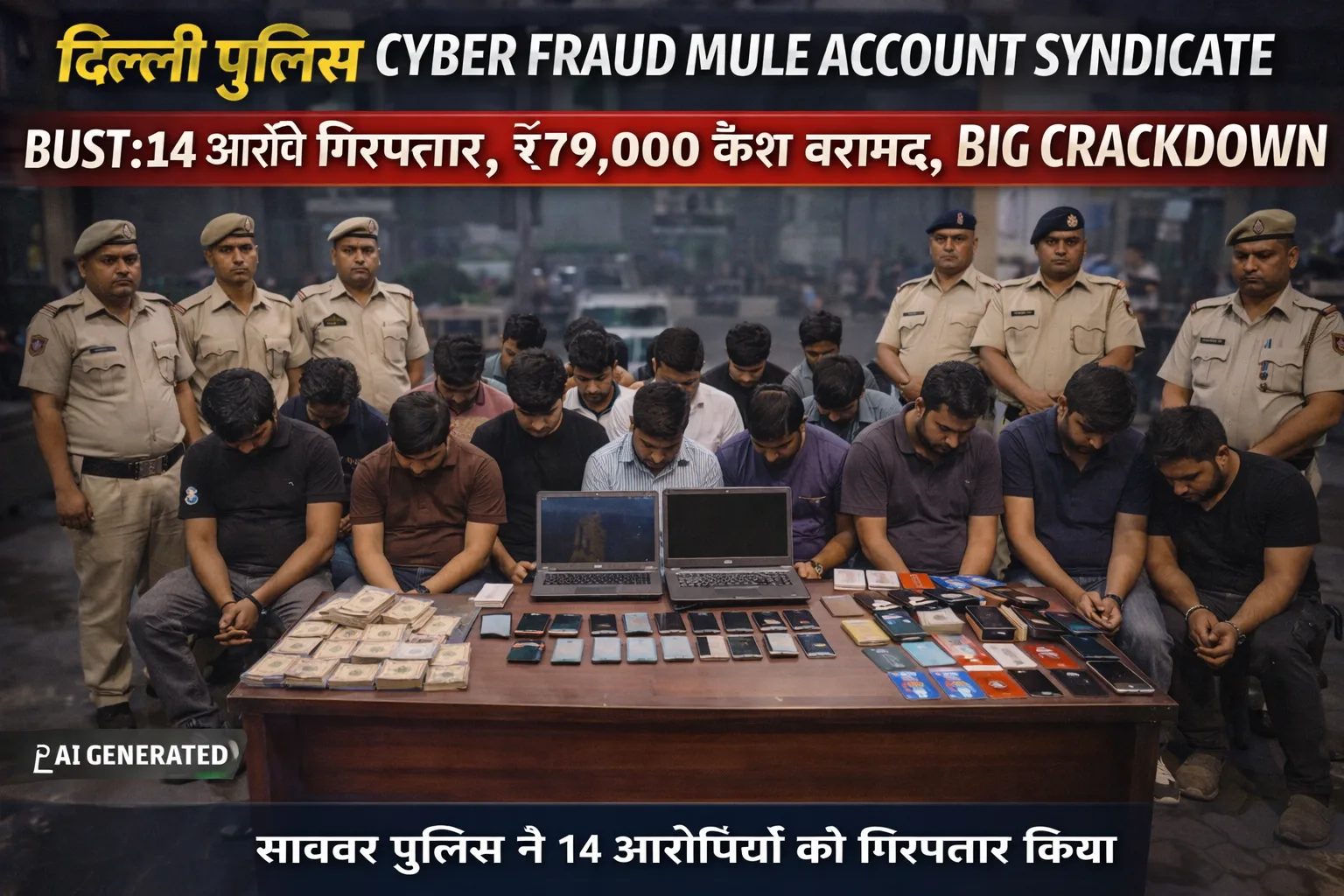 Delhi Police Cyber Fraud Mule Account Syndicate Bust arrest scene